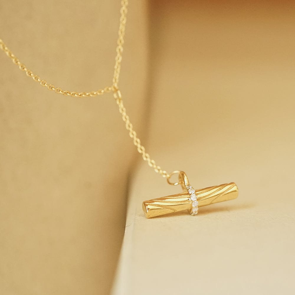 Estée Lalonde Fine Diamond T Bar Necklace 14ct Solid Gold