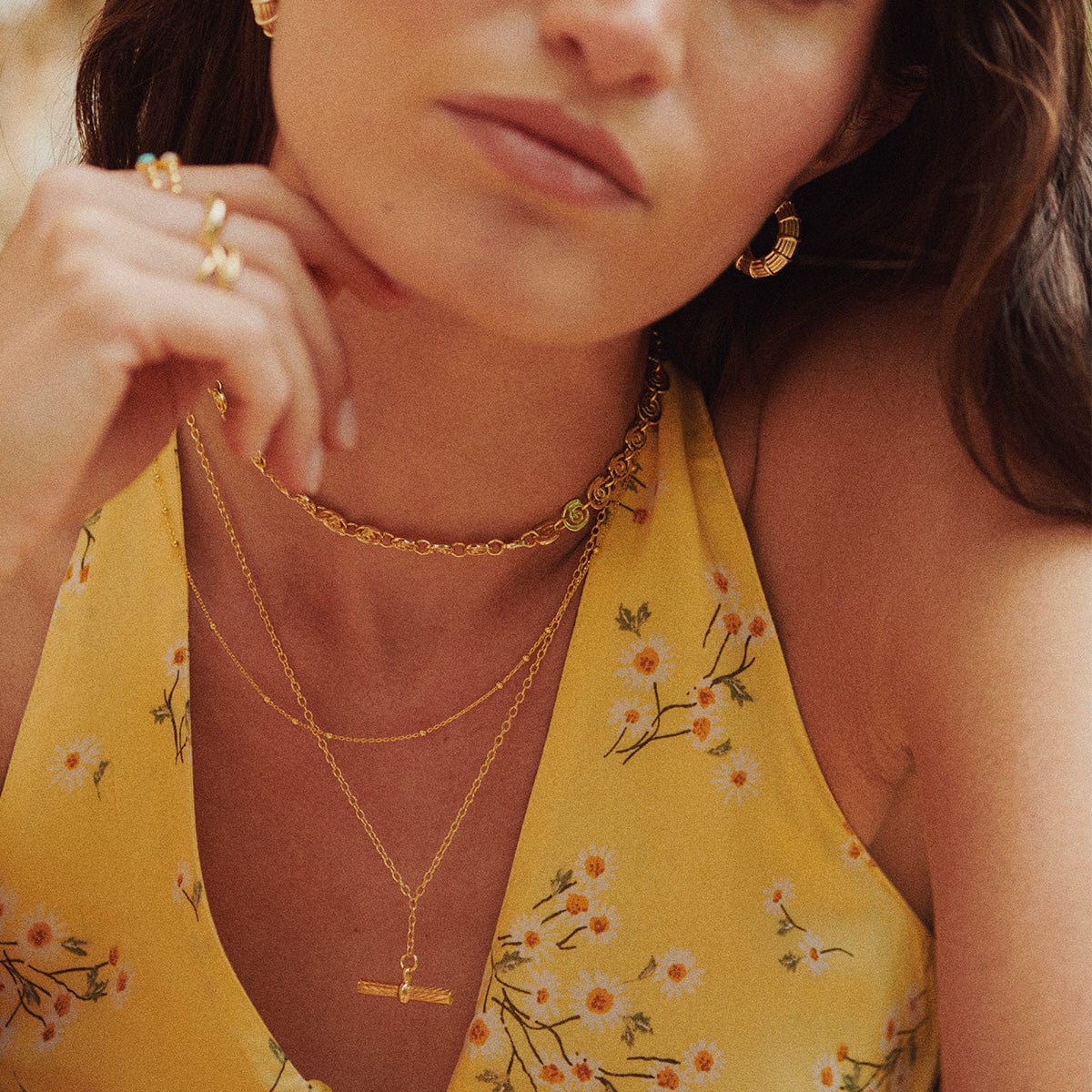 Estée Lalonde T Bar Necklace 18ct Gold Plate