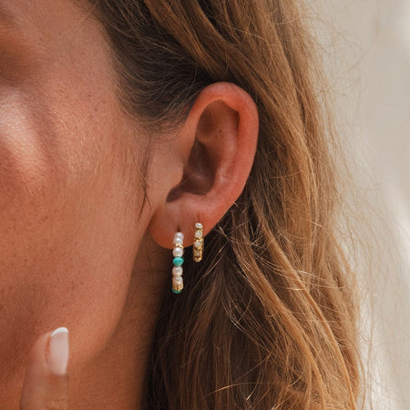 Mini Pearl Huggie Earrings 18ct Gold Plate recommended