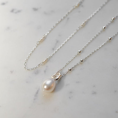 Double Pearl Necklace Layering Set Sterling Silver recommended